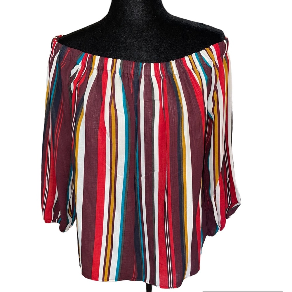 Runaway The Label Off-the-Shoulder Vertical Stripe Blouse | Women’s Large | NWT